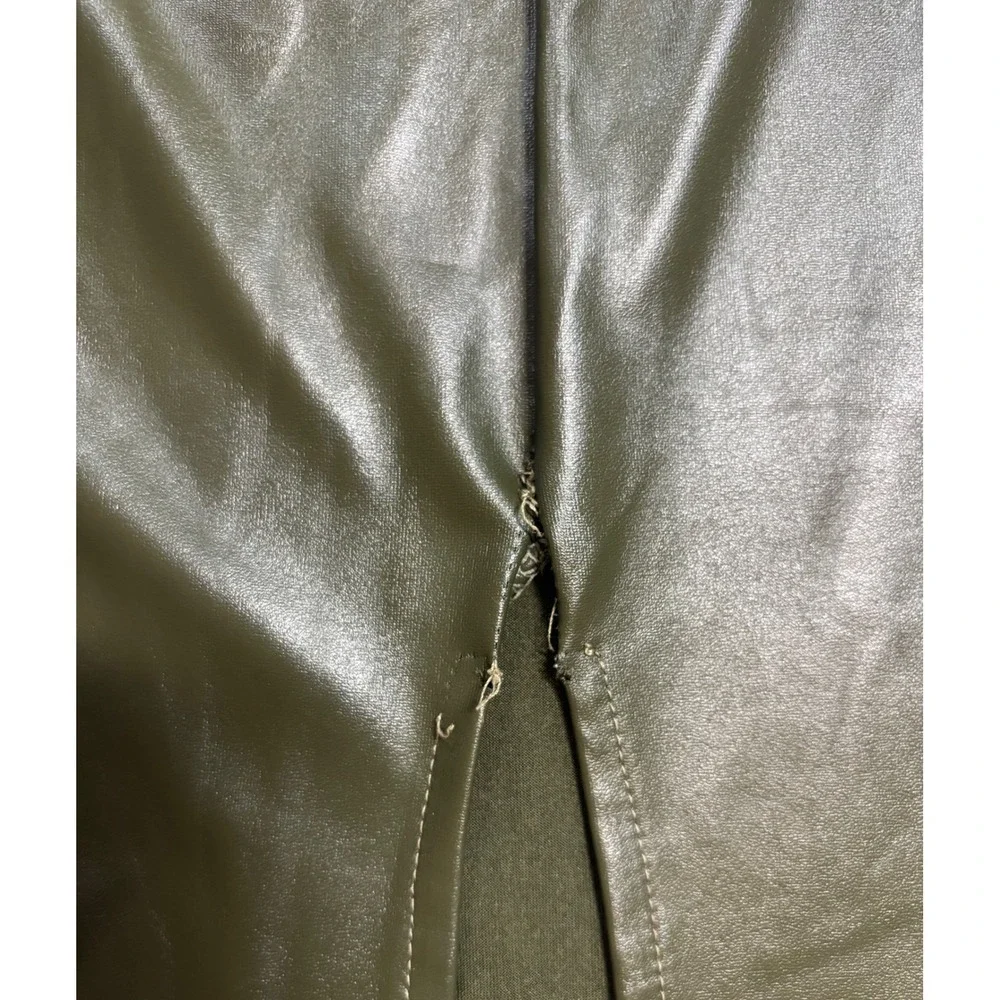 Boohoo Faux Leather Midi Dress Womens Olive Green Good Condition Bodycon Size 10